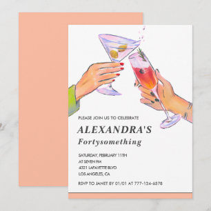 Funny Rose Gold Cocktail Champagner 44. Geburtstag Einladung