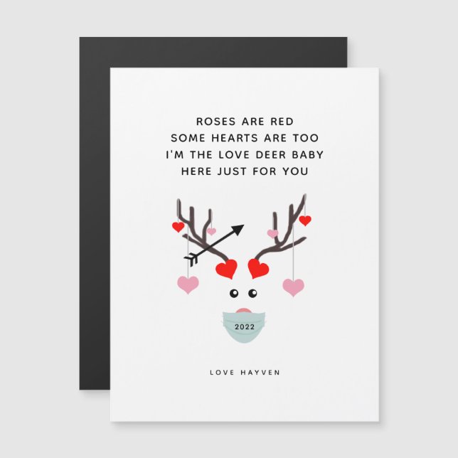 Funny Rose sind Red Gedicht Valentines 2022 Monogr Magnetkarte (Vorne/Hinten)