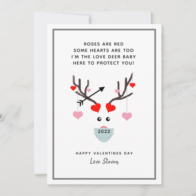 Funny Rose sind Red Valentinstag 2022 Name Karte (Vorderseite)