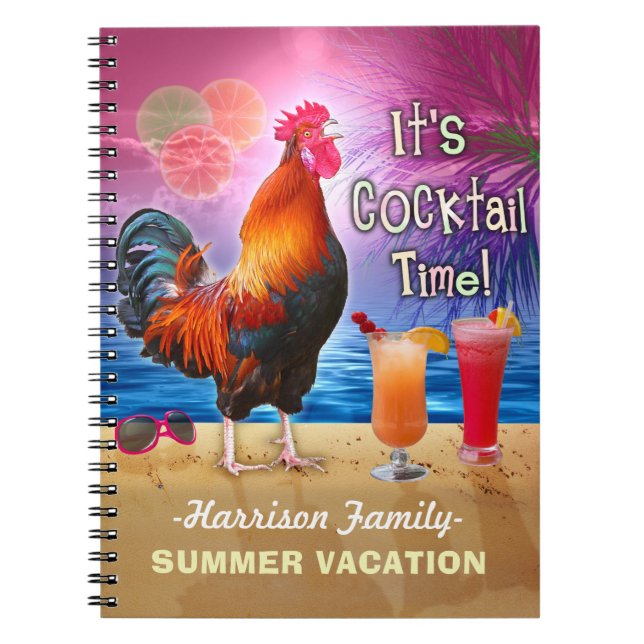 Funny Roster Cocktails Tropical Beach Vacation Notizblock (Vorderseite)