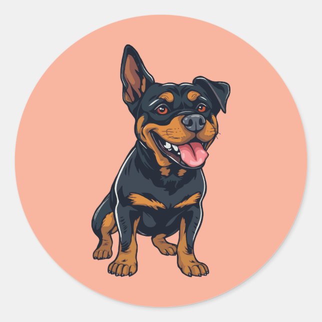 Funny Rotti God Runder Aufkleber (Vorderseite)