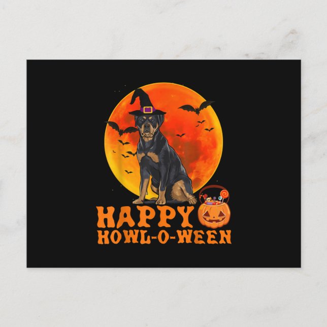Funny Rottweiler Happy Halloween Hund Cool Liebhab Postkarte (Vorderseite)