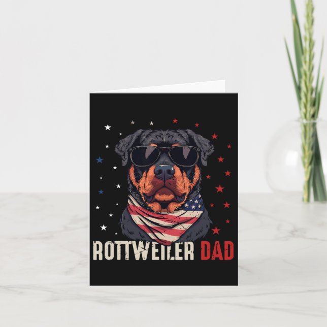 Funny Rottweiler Vater US Stars 4. Juli Väter Karte (Vorderseite)