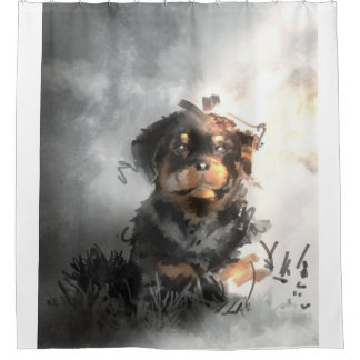 Funny Rottweiler Welppy Digital Art Geschenk Duschvorhang