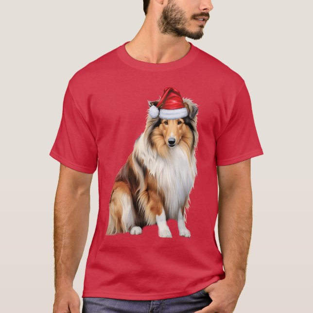 Funny Rough Collie Dog Lover Christmas T-Shirt (Vorderseite)