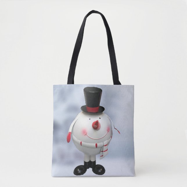 Funny Round Snowman Weihnachten Tasche (Vorderseite)