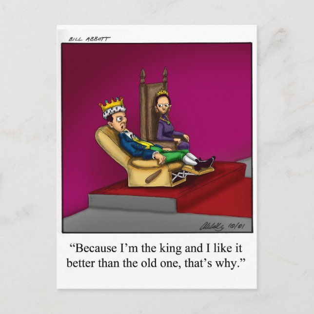 Funny Royal Cartoon Geschenk! Postkarte (Vorderseite)