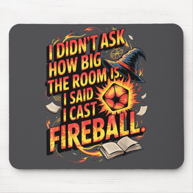 Funny Rpg I Cast Fireball Quote With Wizard Hat An Mousepad (Vorne)