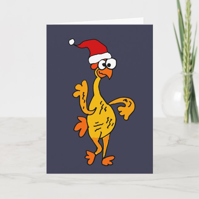 Funny Rubber Chicken Weihnachts-Cartoon Feiertagskarte (Vorderseite)