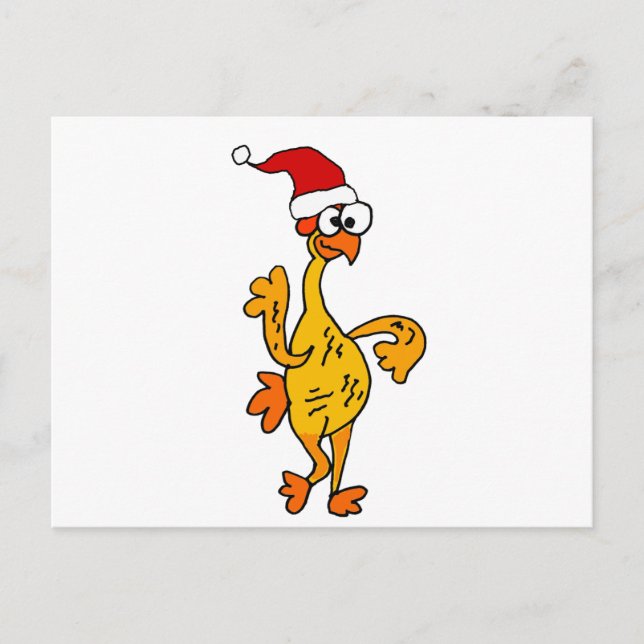 Funny Rubber Chicken Weihnachts-Cartoon Feiertagspostkarte (Vorderseite)