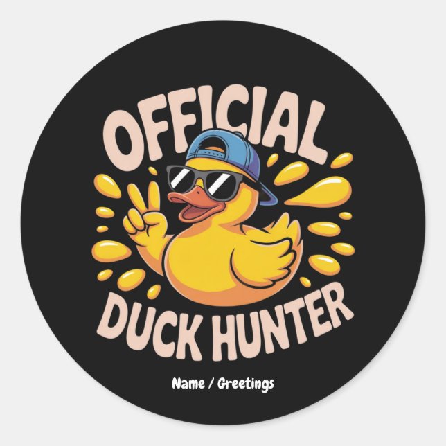 Funny Rubber Duck Junting Cruise Squad Laughs Runder Aufkleber (Vorderseite)