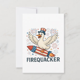 Funny Rubber Duck USA Patriotic Firequacker 4. Dankeskarte