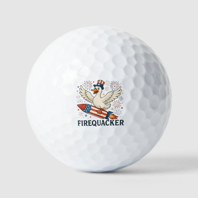 Funny Rubber Duck USA Patriotic Firequacker 4. Golfball (Vorderseite)