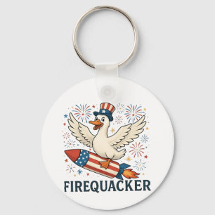 Funny Rubber Duck USA Patriotic Firequacker 4. Schlüsselanhänger