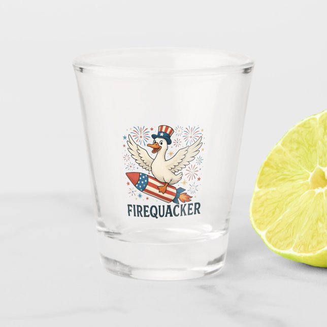 Funny Rubber Duck USA Patriotic Firequacker 4. Schnapsglas (Vorderseite)