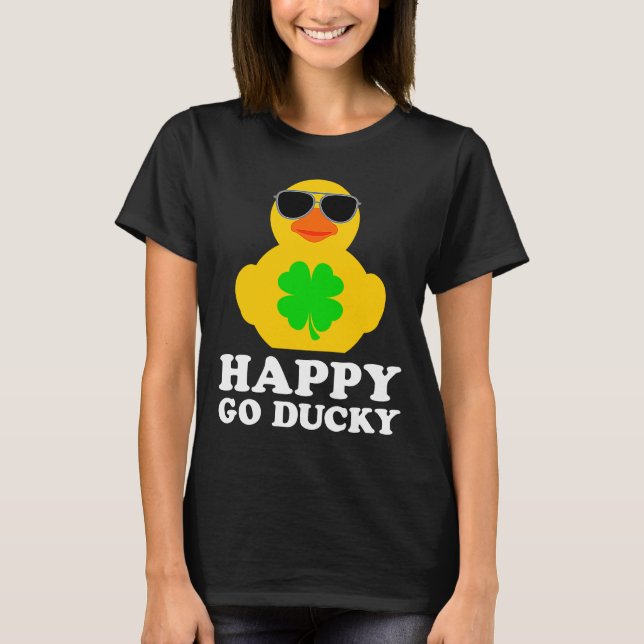 Funny Rubber Duck Vierblättriges Kleeblatt Sonnenb T-Shirt (Vorderseite)
