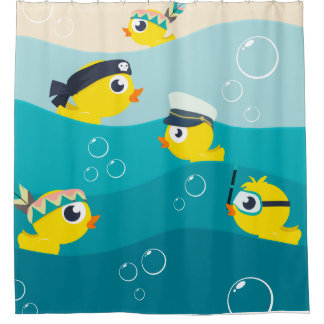 Funny Rubber Duckie Sea Beach Baby Duschvorhang