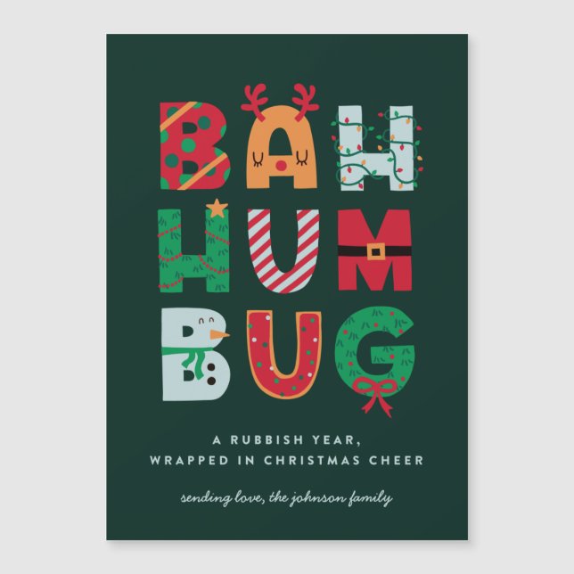 Funny Rubbish Bah Humbug Holiday Card Magnetkarte (Vorderseite)
