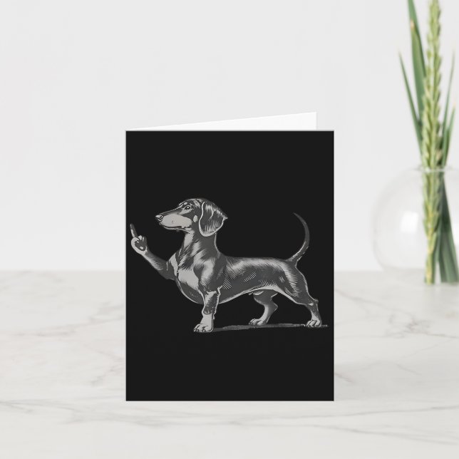 Funny Rude Black Dachshund Dog Meme Middle Finger  Karte (Vorderseite)