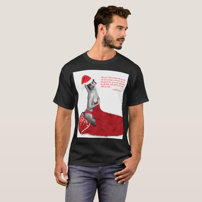 Funny Rude Sexy Pinup Weihnachten T - Shirt (Vorne ganz)
