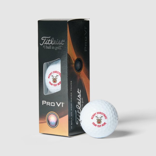Funny Rudolf der Rentiere Weihnachts-Cartoon Golfball (Verpackung)