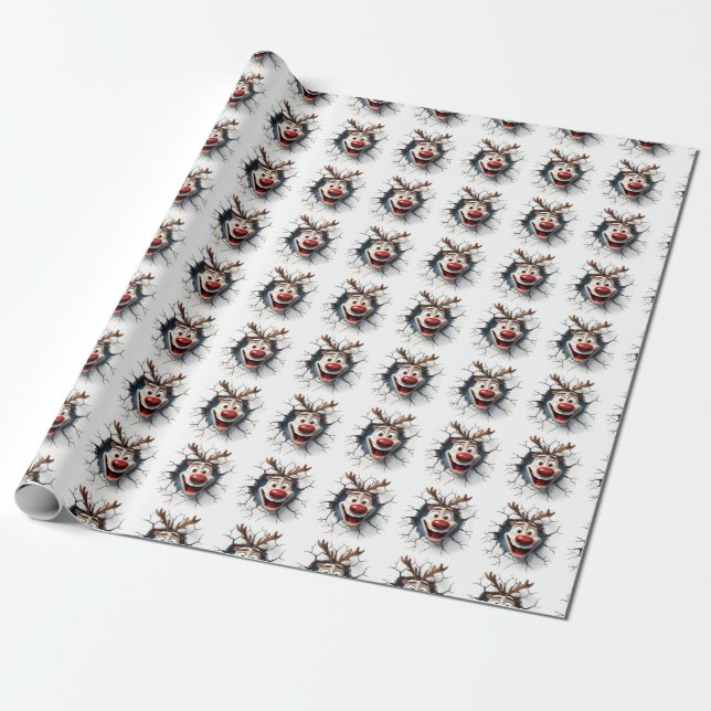 Funny Rudolph, der Rotnasen-Rentier Geschenkpapier (Ungerollt)