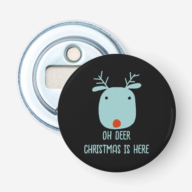 Funny Rudolph the Red Nosed Reindeer Christmas Flaschenöffner (Vorderseite)