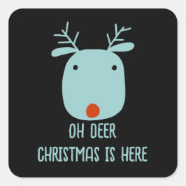 Funny Rudolph the Red Nosed Reindeer Christmas Quadratischer Aufkleber