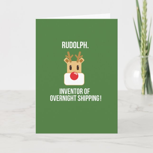 Funny Rudolph Übernachtung Weihnachtskarte Feiertagskarte (Vorderseite)