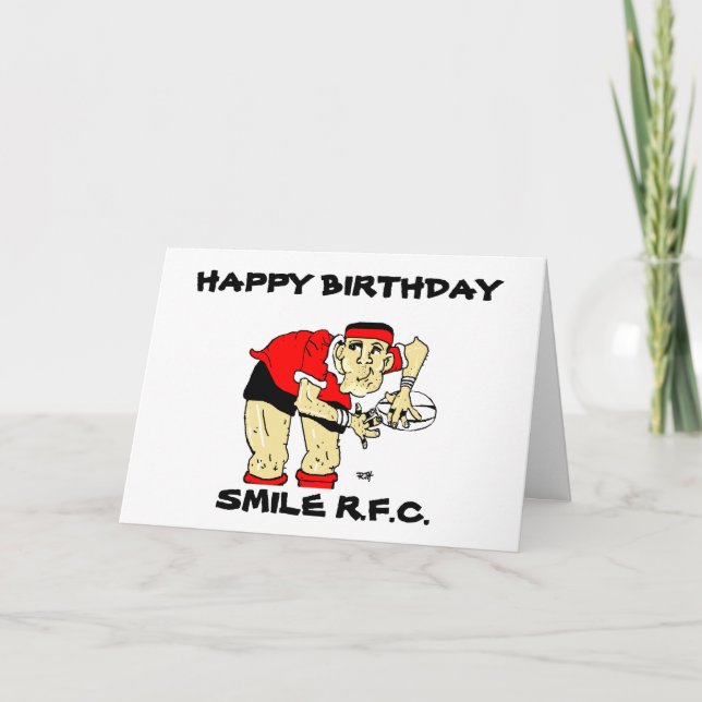 FUNNY RUGBY BIRTHDAY CARD KARTE (Vorderseite)