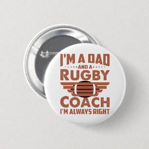 Funny Rugby Vater und Rugby Coach Button