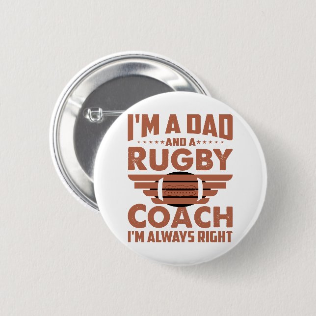 Funny Rugby Vater und Rugby Coach Button (Vorne & Hinten)