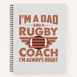 Funny Rugby Vater und Rugby Coach Notizbuch