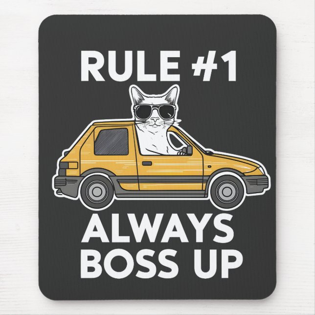 Funny Rule Number 1 Boss immer Meme Cat Lovers Mousepad (Vorne)