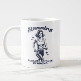 Funny Running Because Murder Is Wrong Retro 20oz Jumbo-Tasse