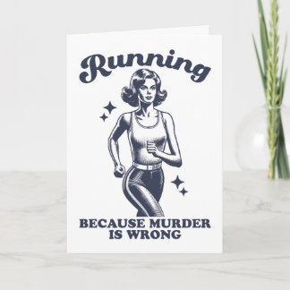 Funny Running Because Murder Is Wrong Retro Karte