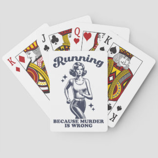 Funny Running Because Murder Is Wrong Retro Spielkarten