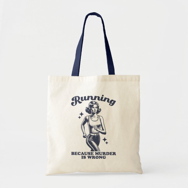 Funny Running Because Murder Is Wrong Retro Tragetasche (Vorne)