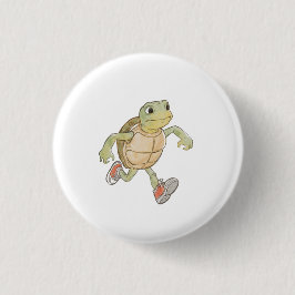 Funny Running Turtle Cartoon Button Badge Pin