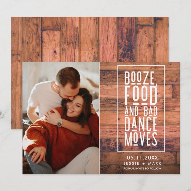 Funny Rustic Foto Wedding Save The Date (Vorne/Hinten)