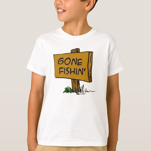 Funny Rustic Fun Gone Fishin Expressions Logo T-Shirt (Vorderseite)