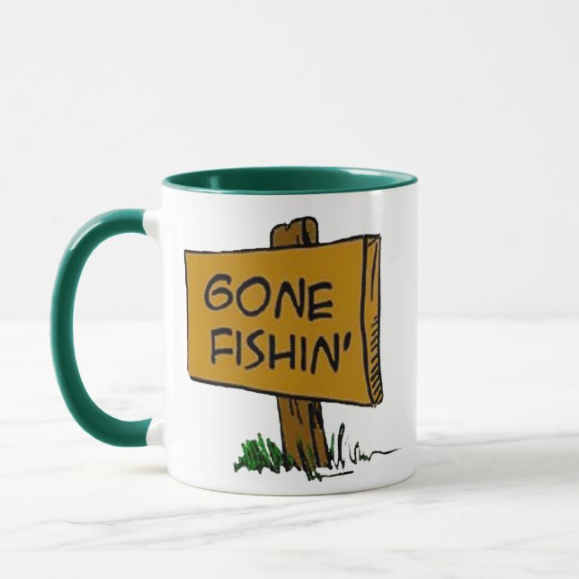 Funny Rustic Fun Gone Fishin Expressions Logo Tasse (Links)
