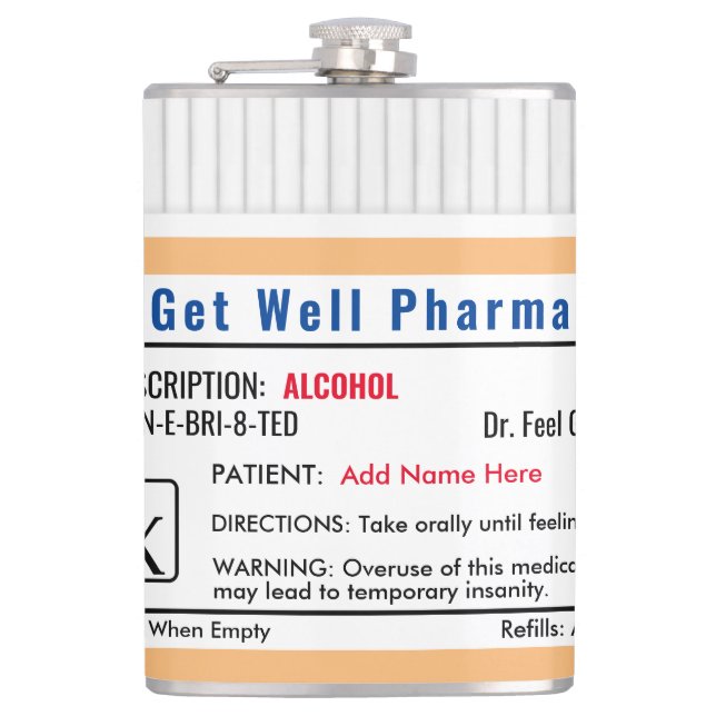 Funny RX Verschreibung Shootglas Flachmann (Vorderseite)