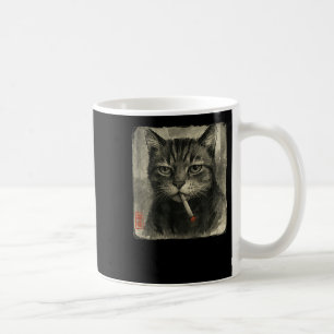 Funny Sad Cat Rauchen Zigarette Meme Lover Sumi-e Kaffeetasse