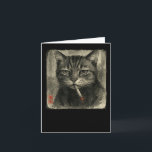 Funny Sad Cat Rauchen Zigarette Meme Lover Sumi-e Karte<br><div class="desc">Funny Sad Cat Rauchen Zigarette Meme Lover Sumi-e Japanisch</div>