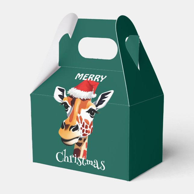 Funny Safari animal Giraffe Santa Xmas Party Geschenkschachtel (Vorderseite)