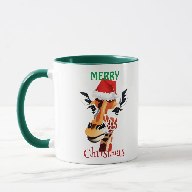 Funny Safari animal Giraffe Santa Xmas Party Tasse (Links)