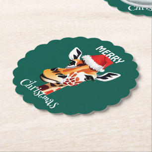 Funny Safari animal Giraffe Santa Xmas Party Untersetzer