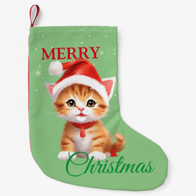 Funny Safari Tiere Cat Weihnachtskostüm Kleiner Weihnachtsstrumpf (Vorderseite)