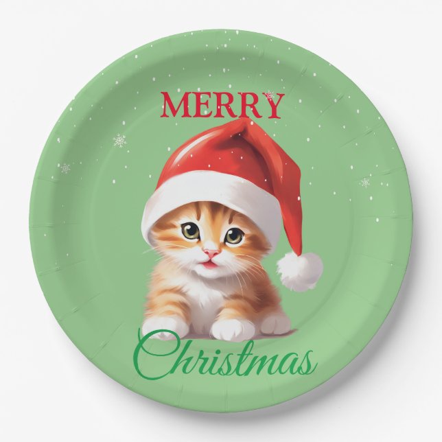Funny Safari Tiere Cat Weihnachtskostüm Pappteller (Vorderseite)